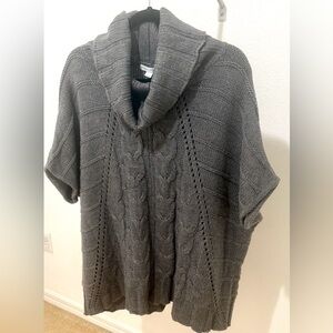 Womens New York & Co Cableknit Cowl Neck Sweater Sz L Gray Fisherman Boho